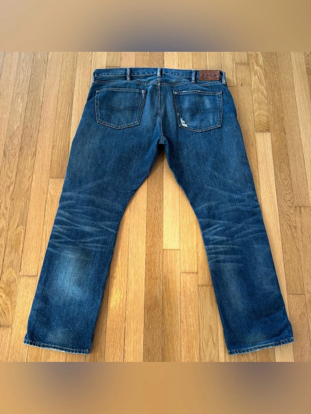 Vintage Polo Ralph Lauren Stratford Jeans Mens 38x30 Faded Distressed Denim Vtg
